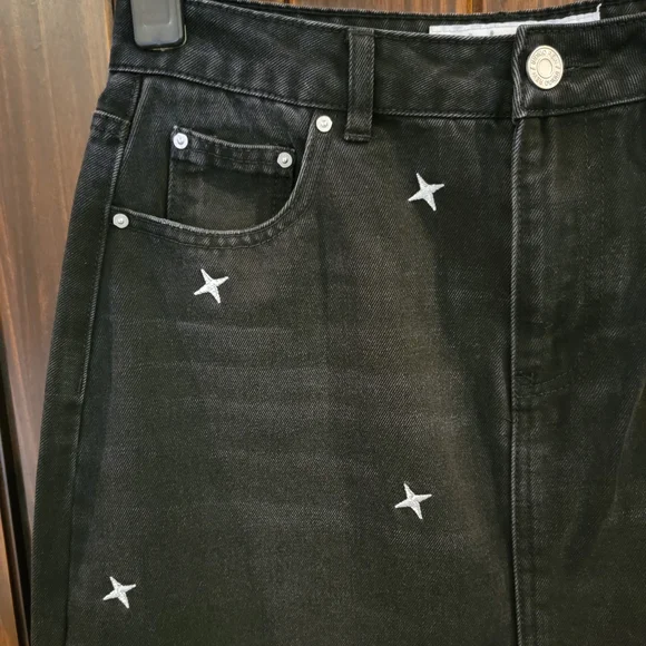 Indigo Rein Black Jean Skirt. Star Embellished - Picture 3 of 13
